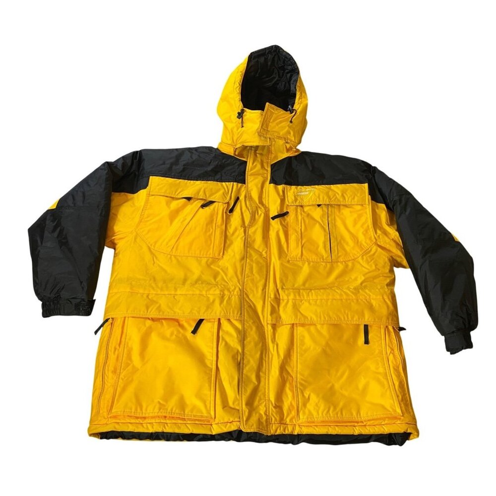 Freeze Defense Mens 3-In-1 Winter Coat Yellow & Black Nylon Polyester Hood 2XL